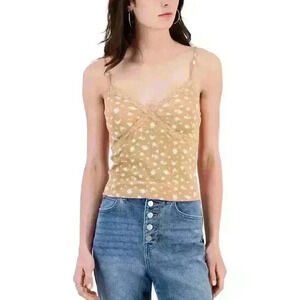Self Esteem Lace V Cami Floral Print Camel Size L New